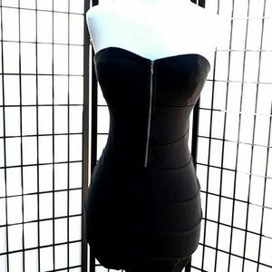 Black simple zipper tube dress